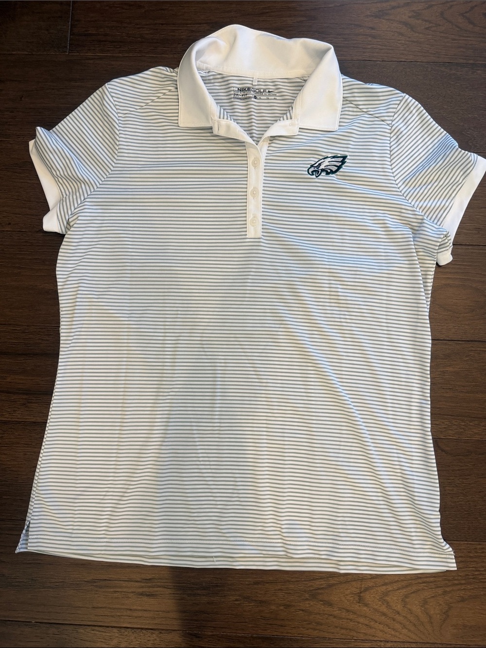 Nike Golf White and Light Gray Eagles Striped Dri-FIT Polo XL - C54-031